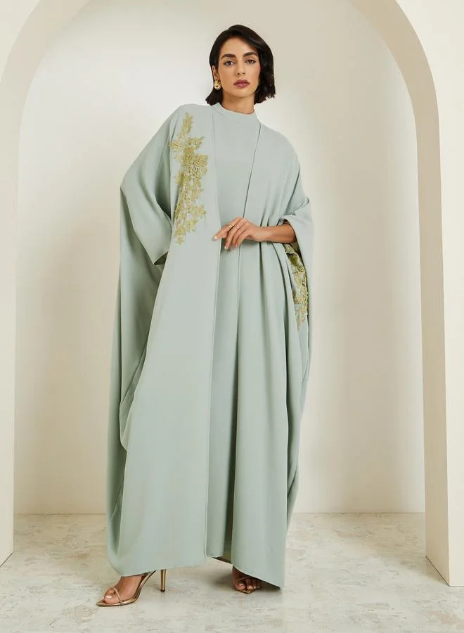 Amirah Women Layered Look Jalabiya with Lace Trim